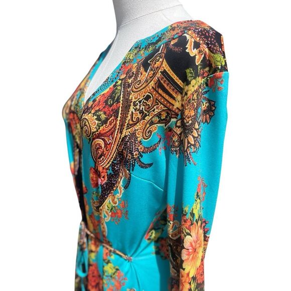 Joseph Ribkoff Bold Abstract Design Midi Dress Size 8 - Picture 3 of 6